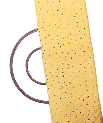 light yellow floral pattern crepe fabric